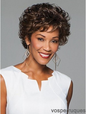 Curly Black Layered 6 inch Monofilament Wigs