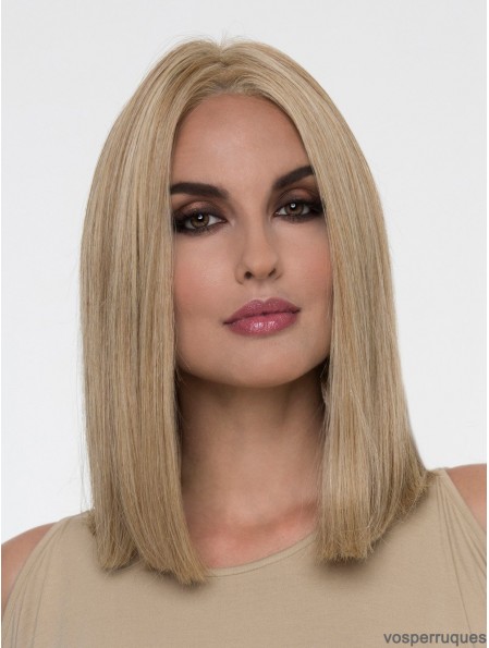 Perruque blonde droite sans frange 14 pouces monofilament Vente