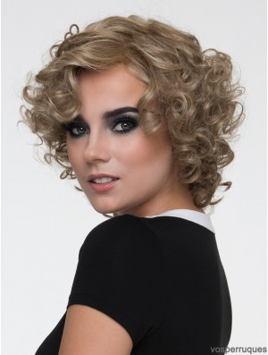 Brown Layered Curly 10 pouces longueur de menton perruques mono vente