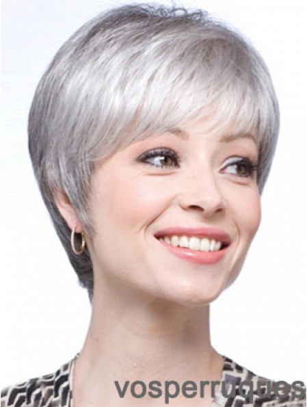 Perruques grises pour les femmes avec dentelle devant gris coupe courte longueur