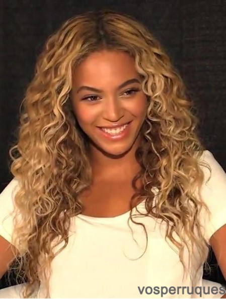 Perruque Beyonce longue lisse synthétique monofilament bouclée blonde