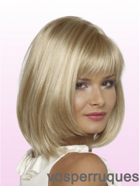 Bobs menton longueur blonde droite tendance petites perruques