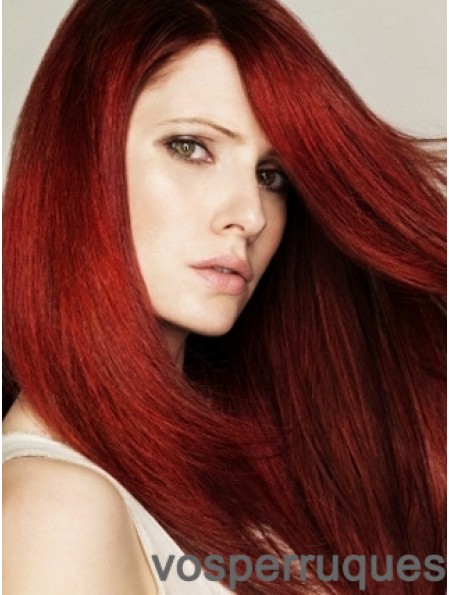 Coiffures Red Straight With Bangs Monofilament Long Wigs