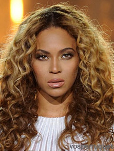 Blonde longue frisée sans frange Perruques Beyonce 100% nouées à la main 20  inch