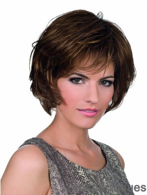 Perruques de séparation Bobs Lace Front Chin Longueur Synthetic Brown Monofilament