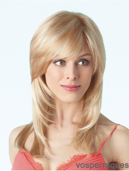 Durable Blonde Droite Avec Frange Monofilament Longues Perruques
