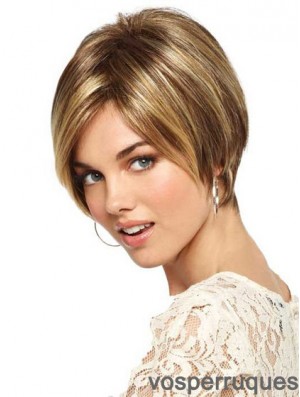 Perruques de Bob lisses blondes monofilament droites courtes