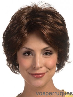 Great Brown Short Wavy Layered Lace Front Wigs