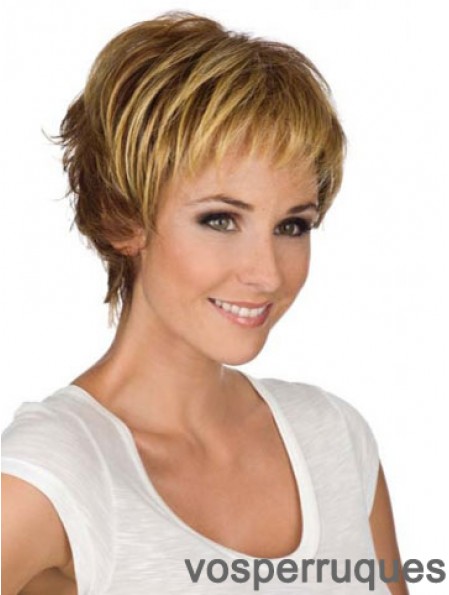 6  inchmoderne ondulé Boycuts Blonde perruques courtes