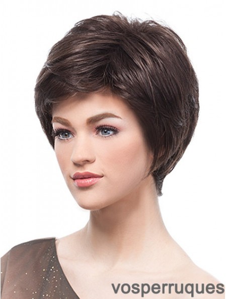 Flexibilité Brown Short Straight Straight Boycuts Lace Front Wigs