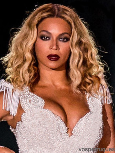 Monofilament Blonde épaule ondulée perruque de cheveux synthétiques Beyonce