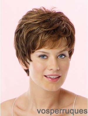 Incroyable Brown Cropped Wavy Boycuts Lace Front Wigs