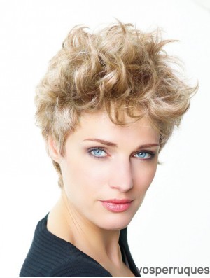 Curly Boycuts Short Blonde Trendy Lace Front Wigs