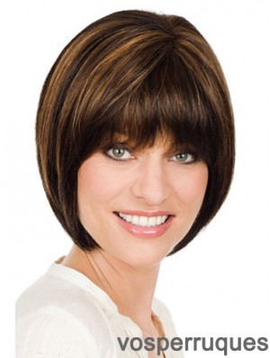 Perruques Monofilament Bobs Straight Longueur Bob Chin