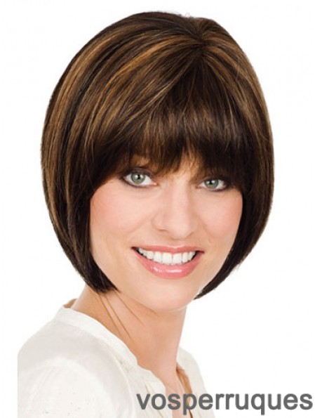 Perruques Monofilament Bobs Straight Longueur Bob Chin