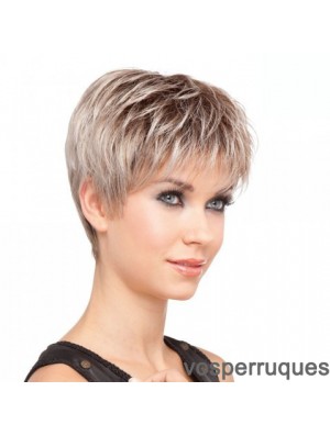 Sassy Blonde Cropped Straight Layered Lace Front Wigs