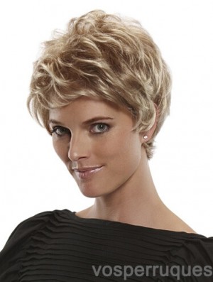 Boycuts courts et droits Flexibilité blonde 100% perruques nouées à la main
