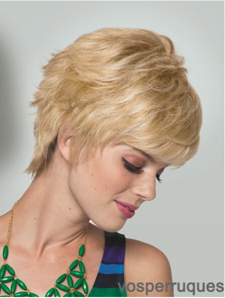 Boycuts Short Straight Blonde 5  inchperruques pratiques monofilament