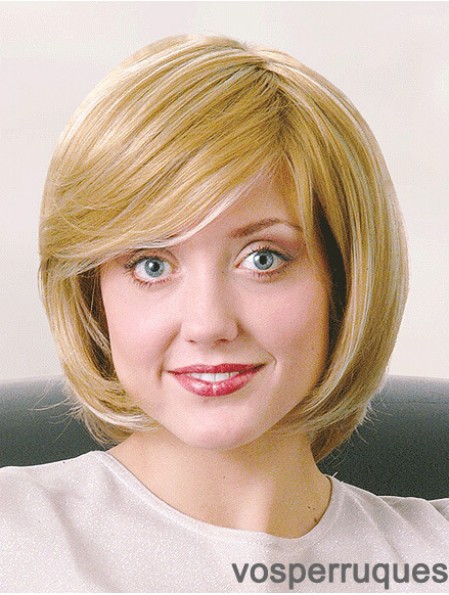 Bobs menton longueur droite blonde 12  inchbonnes perruques monofilament