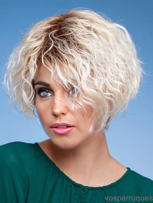 Perruques abordables courtes bouclées blondes de 6 po