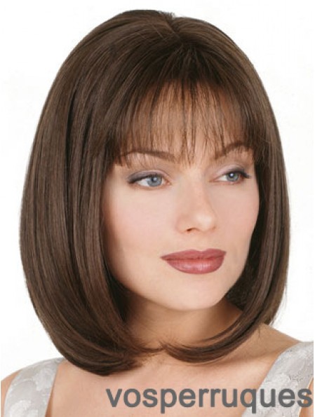 Bob droite perruque longueur de menton couleur brune bobs coupés avec capless