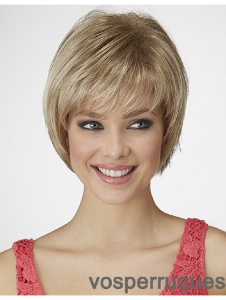 Longueur de menton droite Blonde 9 pouces capless belles perruques Bob