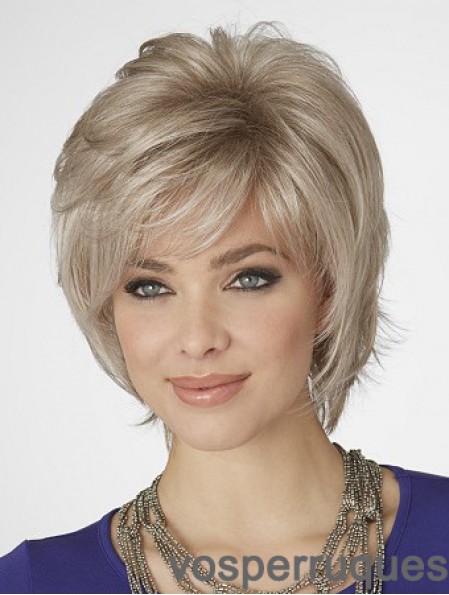 Perruques Blonde Bob avec longueur de menton capless style ondulé