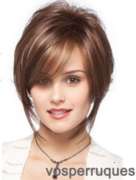 Bobs Wavy Brown capless conçu perruques courtes