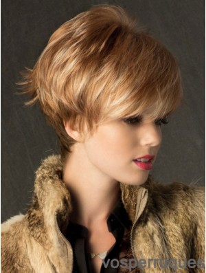 Boycuts Straight Blonde Capless No-Fuss Perruques Courtes
