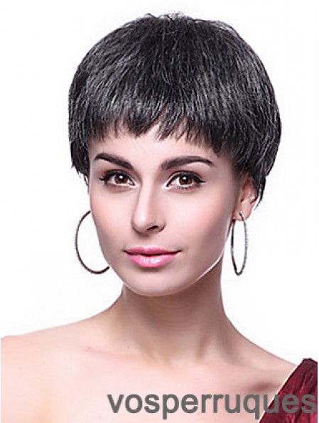 Boycuts Straight Black Capless Hairstyles Short Wigs