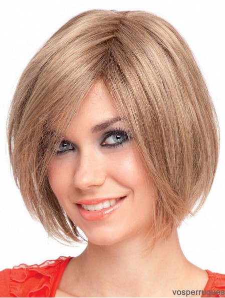 Bobs perruque longueur de menton style droit couleur blonde avec capless