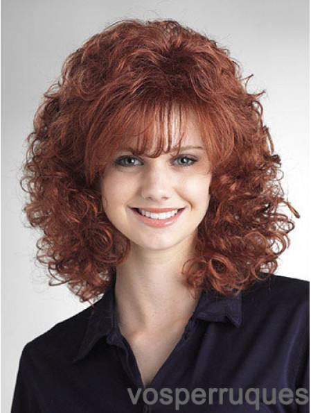 Curly Auburn Perruques classiques de longueur d'épaule durable