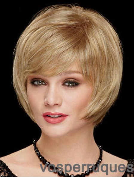 Longueur de menton Bobs 8 pouces droite blonde perruques moyennes