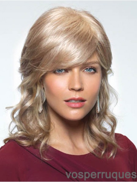 Blonde douce ondulée avec frange perruques longues sans bonnet