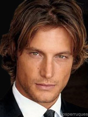 Wave Lace Front Brown Remy Human Short Mens Hair Wigs