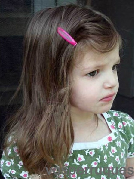 Longueur d'épaule droite brun cheveux humains remy avant de lacet perruques pour enfants