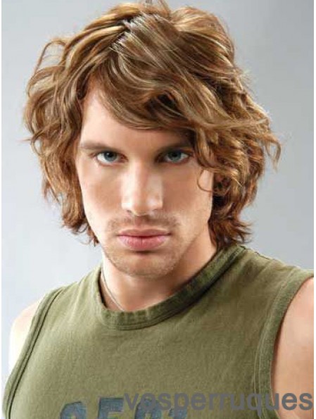 Lace Front Brown Remy Human Curly avec Bangs Perruques pour hommes au Royaume-Uni