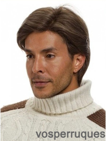 Monofilam Remy Human Short Brown Straight Man For Wig