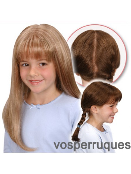 Perruques droites blondes longues synthétiques monofilament pour enfants UK