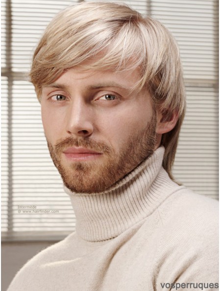 Full Lace Blonde 6  inchShort avec Bangs Costume Perruques pour hommes