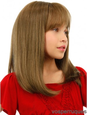 Longueur d'épaule droite Blonde Remy Cheveux humains Avant de lacet Perruques pour enfants