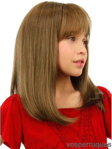 Longueur d'épaule droite Blonde Remy Cheveux humains Avant de lacet Perruques pour enfants