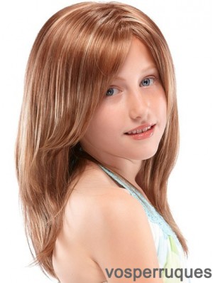 Perruques pour enfants 100% à la main, style droit, couleur Auburn, longue longueur