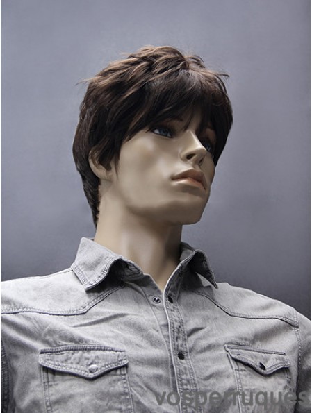 Synthétique capless 5 pouces brun perruques courtes droites pour hommes