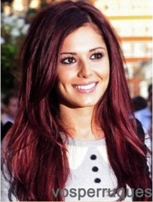 Perruques de style Cheryl Cole avec un style droit de couleur rouge sans capuchon