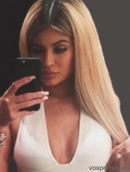 Remise 16  inchlongue ligne droite sans frange perruques capless Kylie Jenner