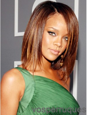 Auburn Straight Layered 100% attaché à la main 12 pouces coiffures Rihanna perruques
