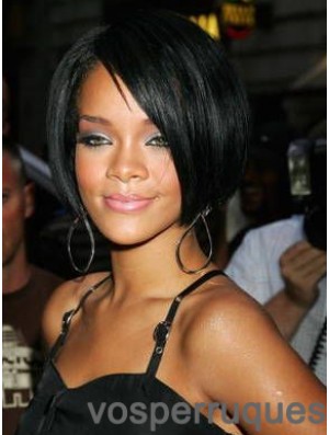 Rihanna Perruque courte 100% nouée à la main courte longueur avec une frange