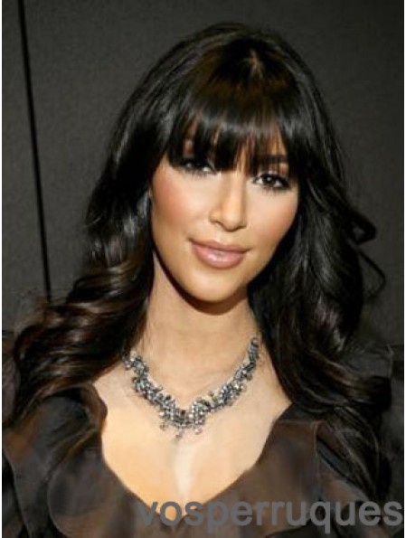 Black Wavy Capless moins cher 18 pouces Kim Kardashian perruques