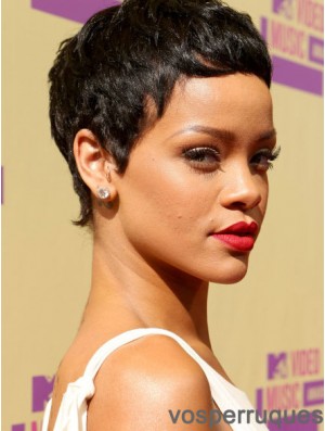 Belles perruques Rihanna droites noires sans capuchon